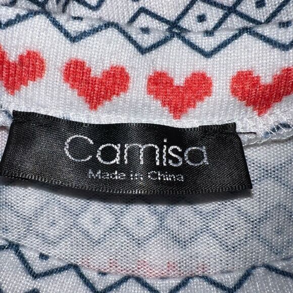 Camisa cute white sweater top with cute red and blue holiday designs. - Picture 9 of 11